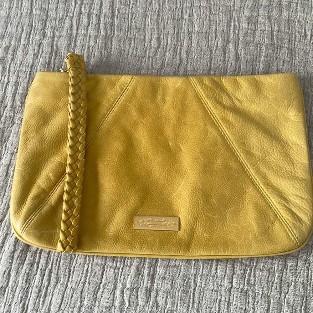 Yellow Augustina Clutch with braided handle